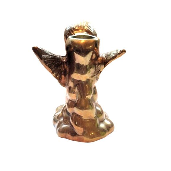 Vintage Praying Brass Angel Candleholder Mini Christmas Candle Decor - Picture 5 of 12
